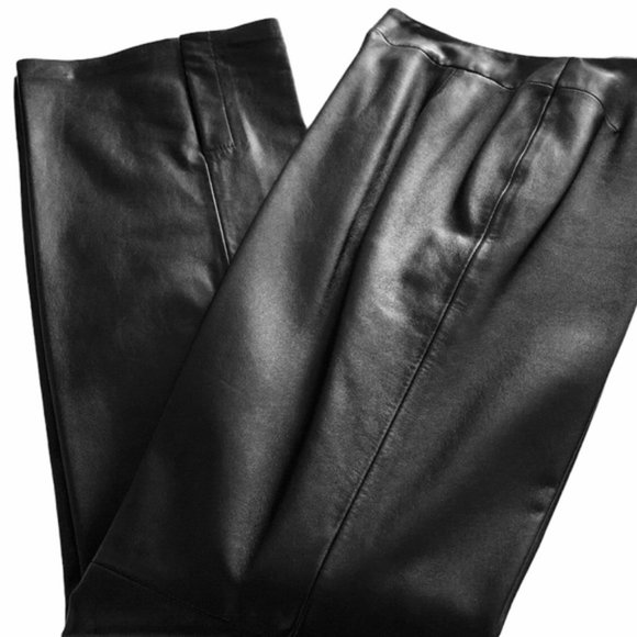 Charlotte By Dana Buchman Black Soft Leather Pants - Picture 3 of 9